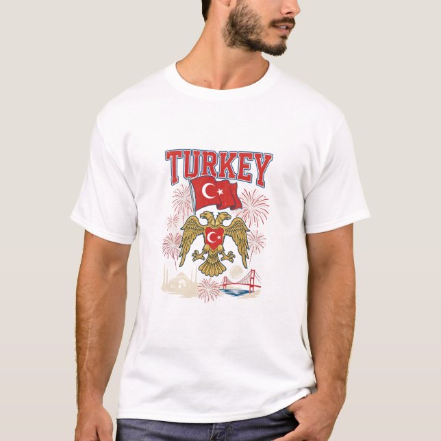Camiseta Turkey Flag Patriotic Double-Headed Eagle Celebrat (Anverso)