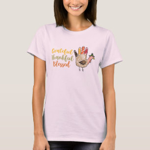 Camiseta Turkey Hand Thanksgiving Grateful Thankful Blessed