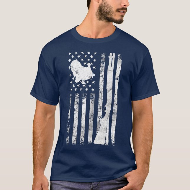 Camiseta Turkey Hunting Flag  For Hunters  Hunting Gifts (Anverso)