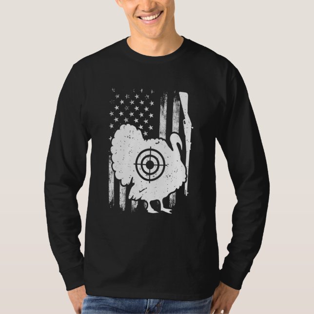 Camiseta Turkey Hunting Patriotic American Flag Turkey Hunt (Anverso)