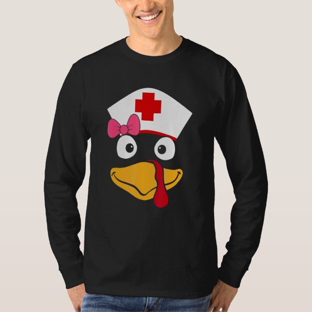 Camiseta Turkey Nurse Thanksgiving Scrub Nursing Turkey Fac (Anverso)