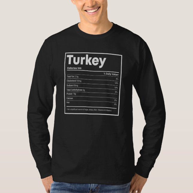 Camiseta Turkey Nutrition Facts  Thanksgiving Christmas foo (Anverso)