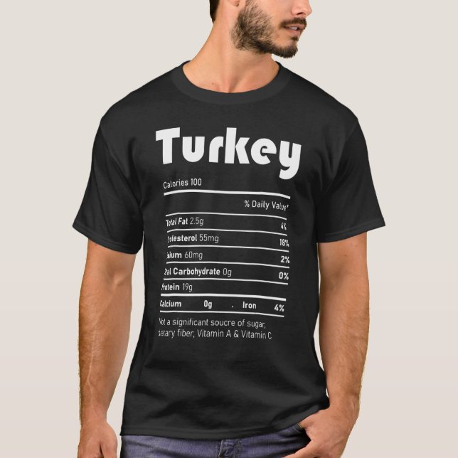 Camiseta Turkey Nutrition Facts  Thanksgiving Christmas foo (Anverso)