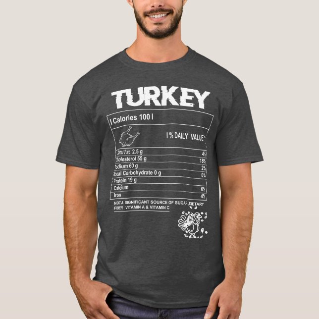 Camiseta Turkey Nutritional Factshanksgiving Food Recipe fr (Anverso)
