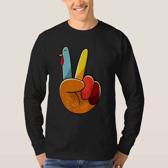 Camiseta Turkey Peace Hand Sign Thanksgiving Thankful Women (Anverso)