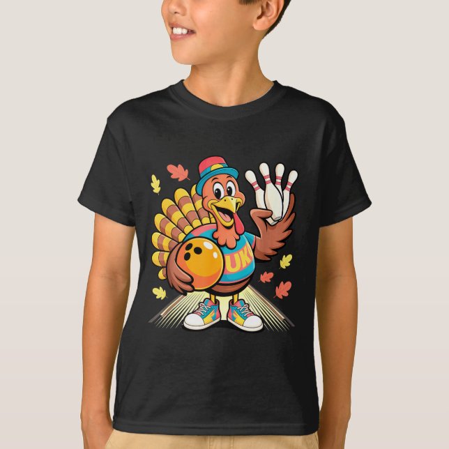 Camiseta Turkey Playing Bowling Thanksgiving Turkey Tail Bo (Anverso)