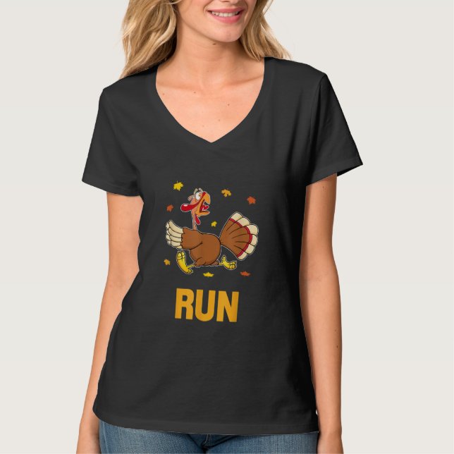 Camiseta Turkey Run Costume Thanksgiving Running Turkey Tro (Anverso)