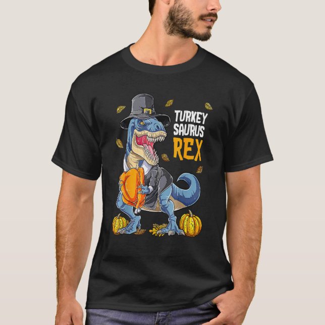 Camiseta Turkey Saurus Rex Pilgrim Rex Fall Vibes Thanksgiv (Anverso)