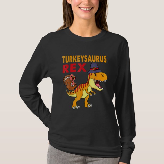 Camiseta Turkey Saurus Rex Thanksgiving Dinosaur Turkey Kid (Anverso)