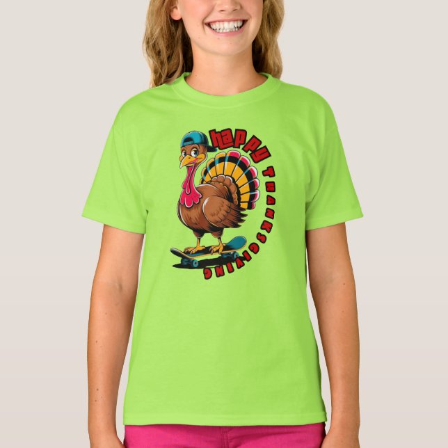 Camiseta Turkey skateboard  Thanksgiving gift  (Anverso)