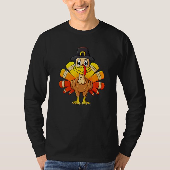 Camiseta Turkey Thanksgiving Day Pilgrim Boys Kids Men (Anverso)