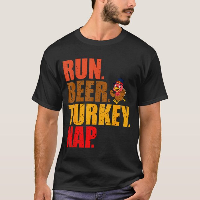 Camiseta Turkey Trot Running Thanksgiving Run Beer Nap  (Anverso)