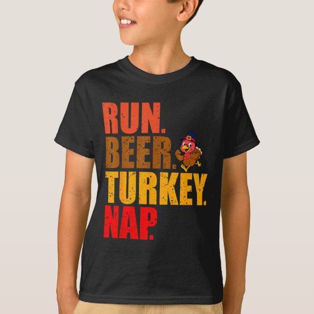 Camiseta Turkey Trot Running Thanksgiving Run Beer Nap  (Anverso)