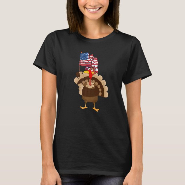 Camiseta Turkey USA Flag Thanks Giving American  Thanksgivi (Anverso)