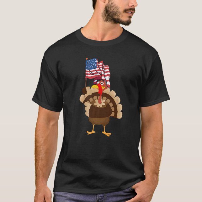 Camiseta Turkey USA Flag Thanks Giving American  Thanksgivi (Anverso)