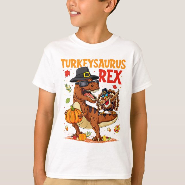 Camiseta Turkeysaurus Rex Dab Turkey Dino Thanksending Todd (Anverso)
