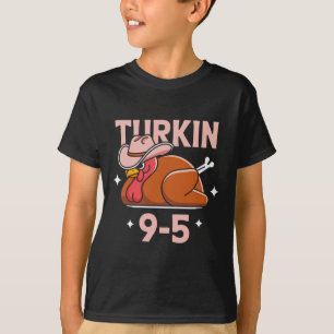 Camiseta Turkin '9 a 5 Lindo otoño occidental Día de Acción
