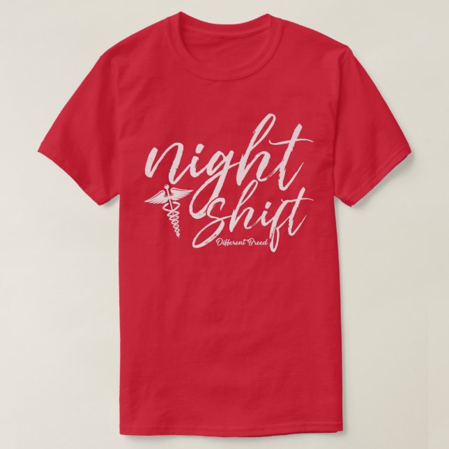 Camiseta Turno nocturno Diferente Raza Estetoscopio Gracios (Diseño del anverso)