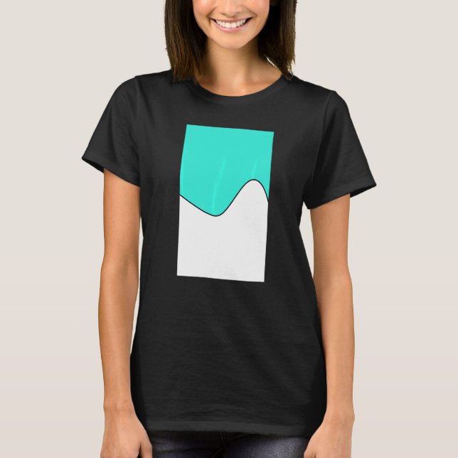 Camiseta Turquesa De Patrón De Onda Geométrica De Dos Tonos (Anverso)