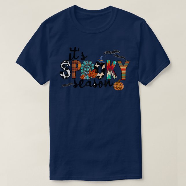 Camiseta Turquesa Piel de vaca otoño es temporada espeluzna (Diseño del anverso)