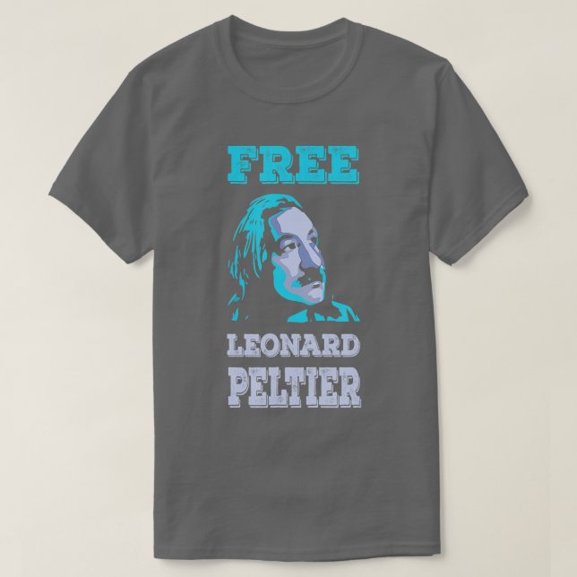 Camiseta turquesa vintage de LEONARD PELTIER GRATIS (Diseño del anverso)