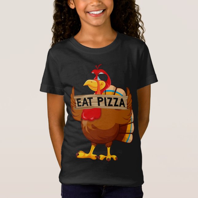 Camiseta Turquía come pizza adulto vegan niños divertidos T (Anverso)
