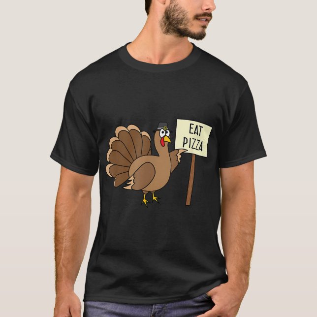 Camiseta Turquía come pizza adulto vegan niños divertidos T (Anverso)
