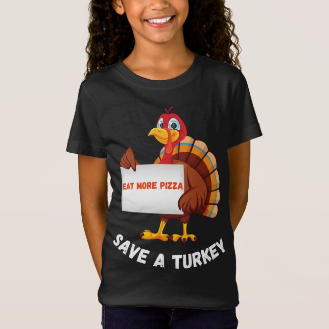 Camiseta Turquía come pizza divertida Acción de Gracias (Anverso)