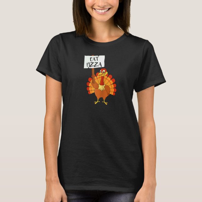 Camiseta Turquía come pizza Graciosa Vegan Acción de Gracia (Anverso)