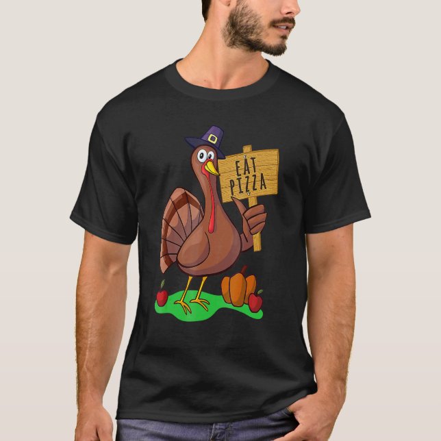 Camiseta Turquía come pizza niños adultos veganos Acción de (Anverso)