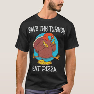 Camiseta Turquía comiendo una pizza sobre un fondo circular