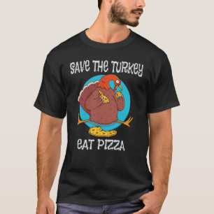 Camiseta Turquía comiendo una pizza sobre un fondo circular