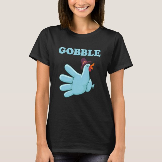 Camiseta Turquía Gobble Glove Enfermera Médica RN ER Caída  (Anverso)