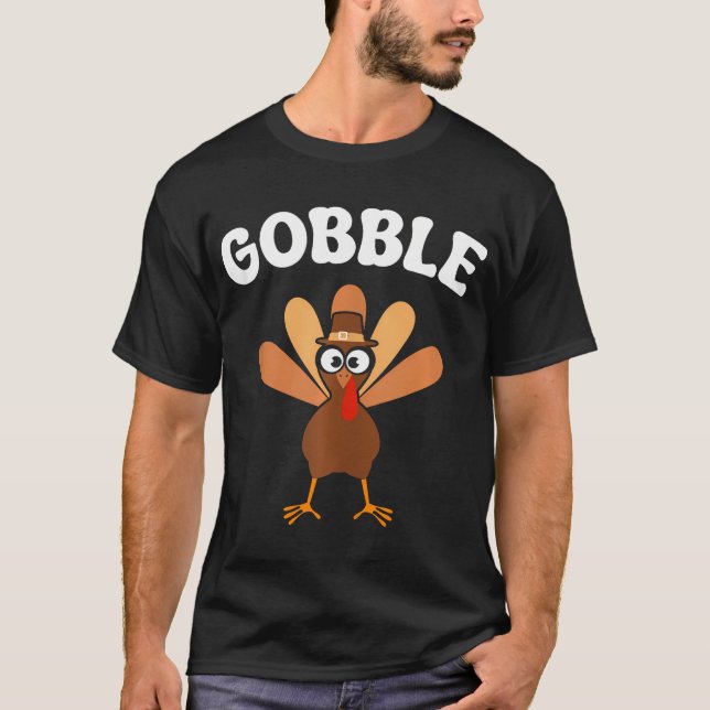 Camiseta Turquía Gobble Gobble Cae Humor Acción de Gracias (Anverso)