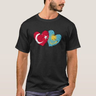 Camiseta Turquía Kazajistán Bandera corazón a amigo turco k