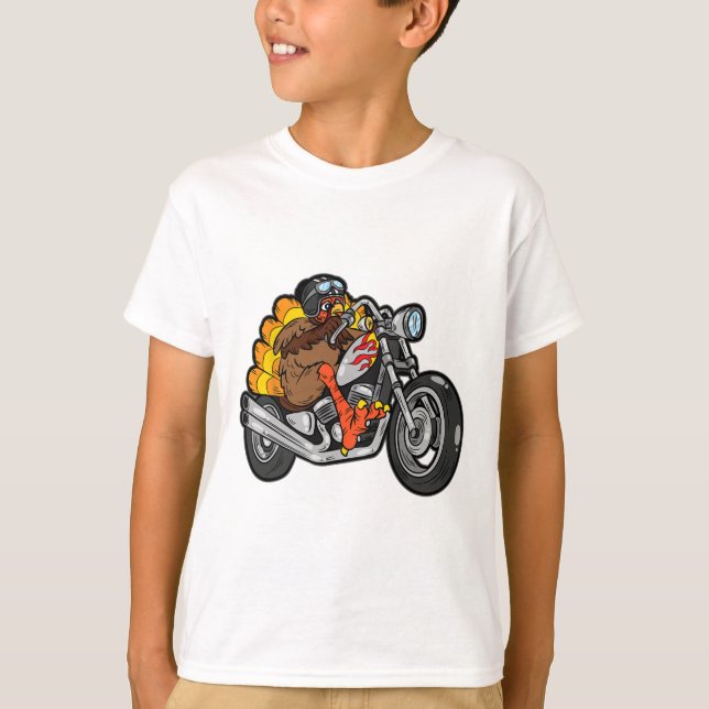 Camiseta Turquía monta en motocicleta Día de Acción de Grac (Anverso)