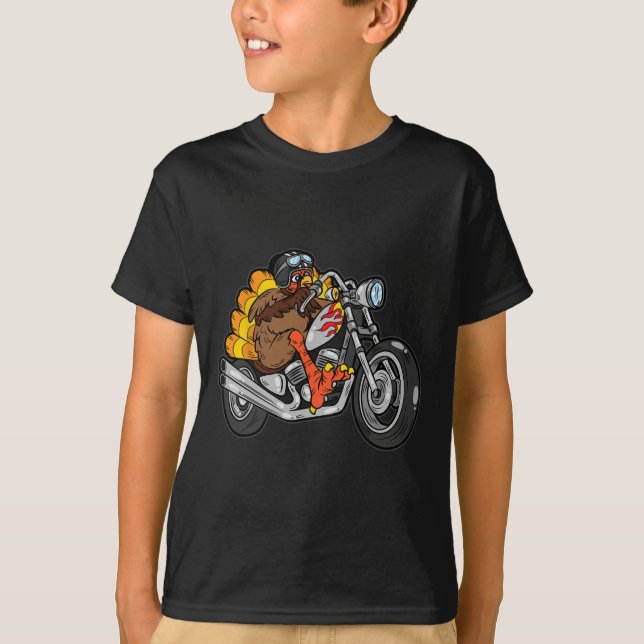Camiseta Turquía monta en motocicleta Día de Acción de Grac (Anverso)