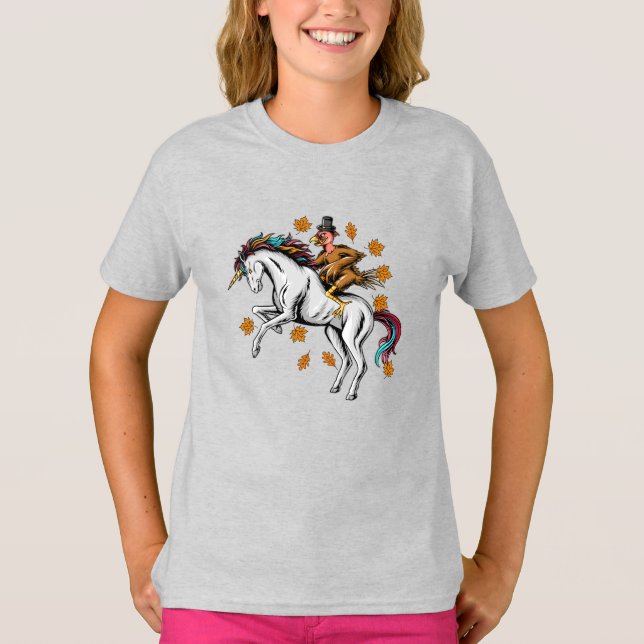 Camiseta Turquía monta una unicornio corriendo rápido (Anverso)