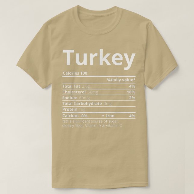 Camiseta Turquía Nutrición Hechos Familia Graciosa Acción d (Diseño del anverso)