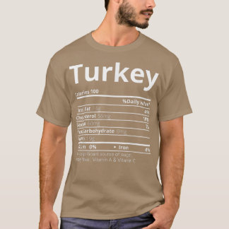 Camiseta Turquía Nutrición Hechos Familia Graciosa Acción d