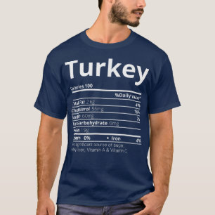 Camiseta Turquía Nutrición Hechos Familia Graciosa Acción d