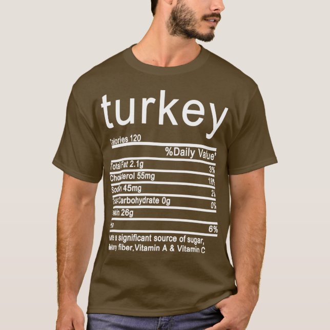 Camiseta turquía Nutrition Hechos divertidos Día de Acción  (Anverso)
