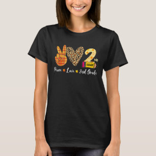 Camiseta Turquía Paz Amor Maestra de 2º Grado Cae Thanksgiv