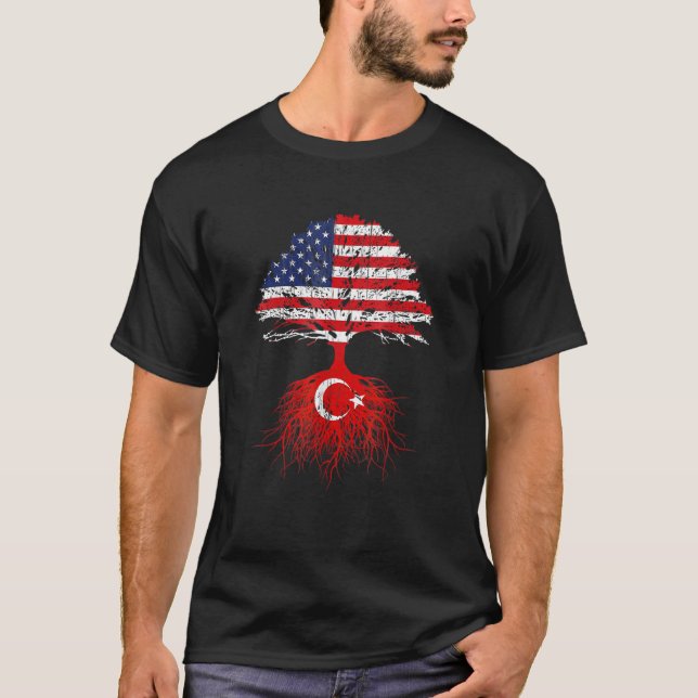 Camiseta Turquía Rota a Turquía Estadounidense Bandera Natu (Anverso)