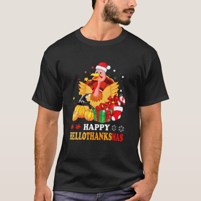 Camiseta Turquía Santa Pumpkin Witch Ha Happy Hallothanksma (Anverso)