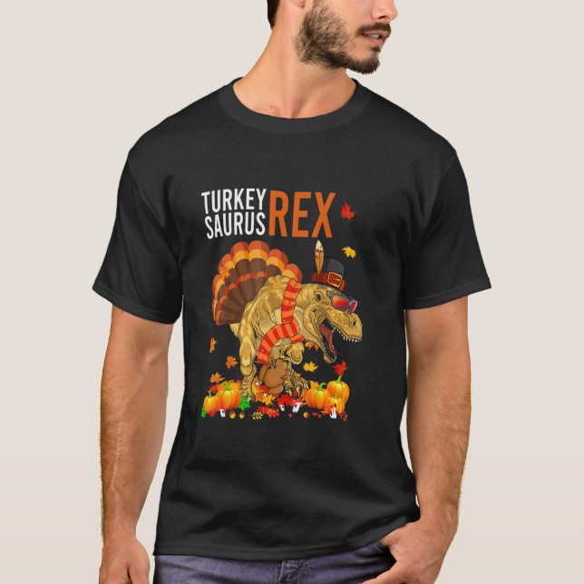Camiseta Turquía Saurus Rex Divertido Peregrino Dinosaurios (Anverso)