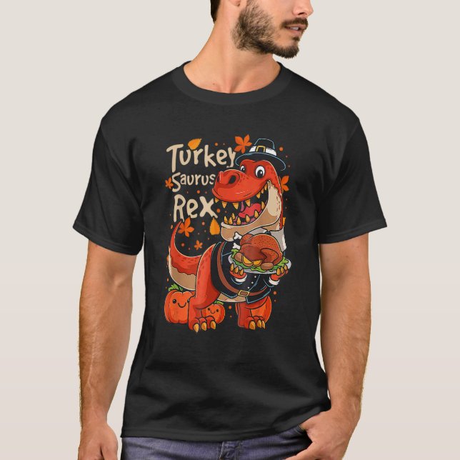Camiseta Turquía Saurus Rex Peregrino Turquía Día de Acción (Anverso)