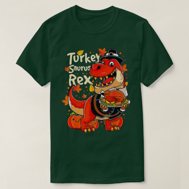 Camiseta Turquía Saurus Rex T Rex Pilgrim Turquía Día de Ac (Diseño del anverso)