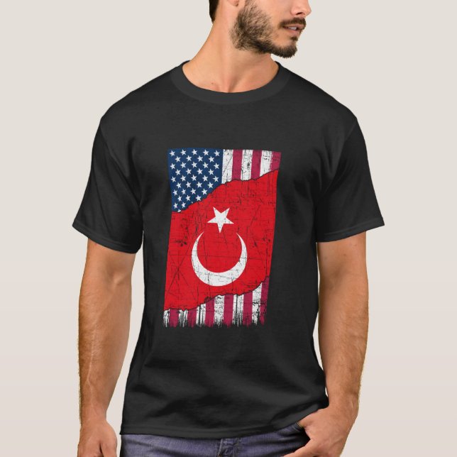 Camiseta Turquía Vintage patriótico bandera turca estadouni (Anverso)
