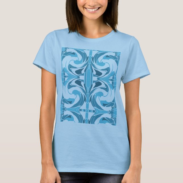 Camiseta Turquoise Aqua Swirling Mosaic Mediterráneo Aspect (Anverso)